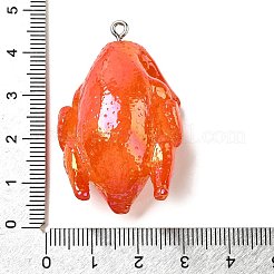 不透明樹脂ペンダント  プラチナ鉄ループ付き  ABカラー  ローストダック  42x28x18mm  穴：2mm&nbsp;LS-FIND-I044-16E