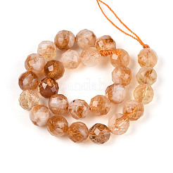 天然シトリン（加熱）ビーズ連売り  ラウンド  多面カット  5.6~6.5mm  穴：0.8mm  約32~33個/連  7.60~7.83''（19.3~19.9センチメートル）&nbsp;G-S345-6mm-18-01