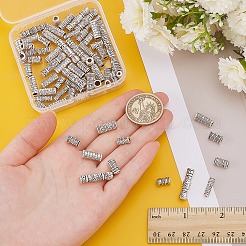 60個 6スタイル チベットスタイル 合金チューブビーズ  コラム  アンティークシルバー  10~22.5x4~6.2mm  穴：1.6~4mm  10個/スタイル&nbsp;FIND-ME0001-47