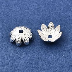真鍮製ビーズキャップ  8  - 花びらの花  銀  9.5x9.5x3.5mm  穴：1.6mm&nbsp;KK-Z030-09S