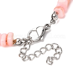 染色された天然淡水貝のナゲットビーズアンクレット  ステンレス鋼色  鮭色  9-1/8インチ（232mm）&nbsp;AJEW-AN00746-04