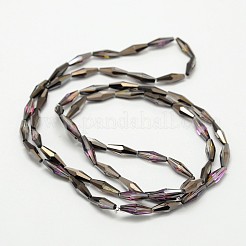 ファセット半メッキ米電気メッキガラスビーズ連売り  黒メッキ  13x4mm  穴：1mm  約60個/連  29.9インチ&nbsp;EGLA-F103-01C