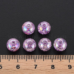 クリアクラックアクリルビーズ  ABカラーメッキ  ラウンド  スミレ  8x7mm  穴：1.8mm  約418個/120g&nbsp;LS-MACR-S373-66-L01