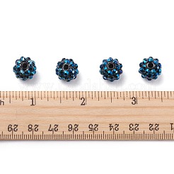 チャンキー樹脂製ラインストーンビーズ  樹脂ラウンドビーズ  マリンブルー  12mm  穴：1.5~2mm&nbsp;RESI-M019-11