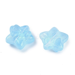 透明スプレーペイントガラスビーズ  ちょう結びに主演  空色  14x15x7mm  穴：1.2mm&nbsp;X1-GLAA-H035-02G