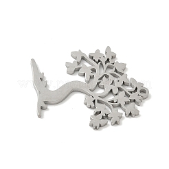 304ステンレスペンダント  木のチャーム  レーザー切断  変色防止  ステンレス鋼色  32x29x1.5mm  穴：1.8mm&nbsp;LS-STAS-V016-12P