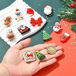 クリスマスシリコンビーズ12個、12つのスタイル  焦点ビーズ  混合図形  ミックスカラー  20~35x23~29x8.5~23mm  穴：2~3mm  1個/スタイル&nbsp;SIL-FS0001-38