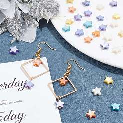淡水貝ビーズ6色120本  ABカラーメッキ  染め  スター  ミックスカラー  8x9x2mm  穴：0.8mm  20個/カラー&nbsp;SHEL-SC0001-14