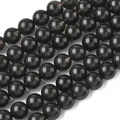 天然氷オブシディアンビーズ連売り  ラウンド  ブラック  10mm  穴：1.2mm  約31~33個/連  14.76''~14.96''（37.5~38センチメートル）&nbsp;G-P590-A02-10mm-01