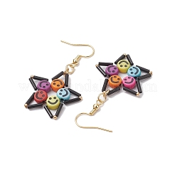 アクリルのピアス  真鍮製のピアスフック付き  女性のためのジュエリー  スター  47x28mm&nbsp;EJEW-TA00458
