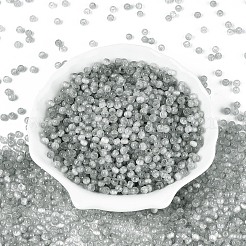 ドローベンチスタイルのガラスシードビーズ  ラウンド  模造キャットアイビーズ  丸い穴  ライトグレー  4x3mm  穴：1.4~1.8mm  約7500個/ポンド&nbsp;SEED-N008-11J