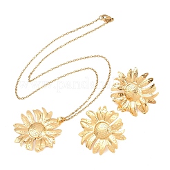 304 Stainless Steel Sunflower Pendant Necklaces & Stud Earrings Sets&nbsp;SJEW-H002-02G
