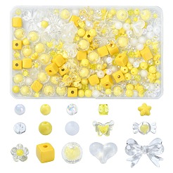 250Pcs 15 Style Yellow Acrylic Beads Set&nbsp;OACR-CJ0001-70