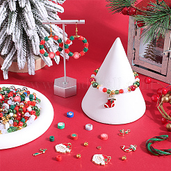 クリスマスDIYバングルジュエリー製作キット  合金エナメルペンダントを含む  ポリマークレイ＆ccbプラスチック＆アクリルビーズ  ミックスカラー  5~24.5x0.8~21.5x0.8~9mm  穴：1.4~2.5mm&nbsp;DIY-SC0026-16