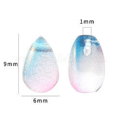 Transparent Spray Painted Glass Charms&nbsp;GLAA-YW0001-12