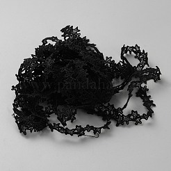 星のポリエステルレーストリムリボン  洋服アクセサリー  ブラック  5/8インチ（17mm）&nbsp;OCOR-WH20003-13A-1