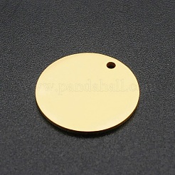 ステンレスペンダント201個  空白タグのスタンプ  フラットラウンド  レーザー切断  ゴールドカラー  18x1mm  穴：1.6mm&nbsp;STAS-R111-LA156