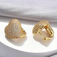 Brass Micro Pave Clear Cubic Zirconia Hoop Earrings&nbsp;EJEW-C182-03G