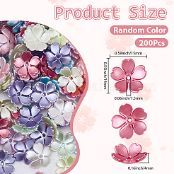 スプレーペイント ABS プラスチック イミテーションパール ビーズキャップ 200個  5  - 花びらの花  ミックスカラー  14x15x4mm  穴：1.5mm&nbsp;OACR-SP0002-15