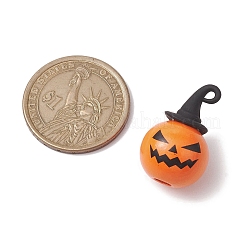 ハロウィーンテーマの木製合金ペンダント  カボチャ  ブラック  25x16mm  穴：2.5x1.7mm&nbsp;PALLOY-JF02657-02
