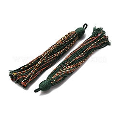 綿のタッセルのペンダント  ポリエステルと  濃い緑  128~130x11~12mm  穴：2x3.5mm&nbsp;FIND-D302-03N