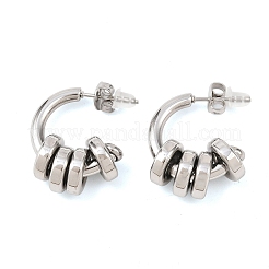 304ステンレススチールC字型スタッドピアス  ステンレス鋼色  24x21x9.5mm&nbsp;LS-EJEW-K268-78P
