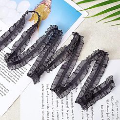 ストレッチ伸縮性生地レーストリム  縫製用  ドレスデコレーションとギフトラッピング  ブラック  1-1/8インチ（28mm）  10メートル/カードについて&nbsp;OCOR-WH0057-16B