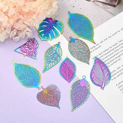 20Pcs 10 Styles Ion Plating(IP) 201 Stainless Steel Filigree Pendants & Big Pendants&nbsp;STAS-SZ0002-33
