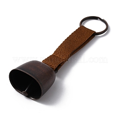 ウェビングキーホルダー付きアイアンベアベル  ハイキング用アウトドアアクセサリー  サドルブラウン  12.5cm&nbsp;KEYC-WH0004-95B