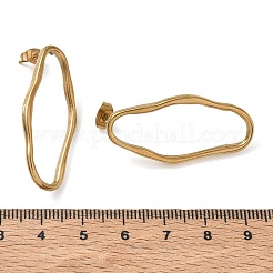 女性用304ステンレススチールナゲットスタッドピアス  18KGP本金メッキ  38x18mm&nbsp;SA-CBA21A8-02G
