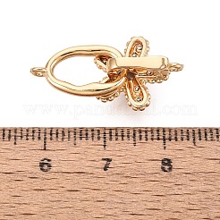 真鍮製マイクロペーブクリアキュービックジルコニアの留め金  花と涙  18KGP本金メッキ  25.5mm  花：15.5x13.5x9mm  涙：16.5x9x3 mm  穴：1~1.2mm&nbsp;KK-N288-10G