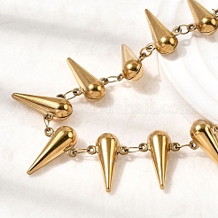 304 Stainless Steel Spiked Cone Link Chain Necklaces for Women&nbsp;NJEW-G192-01G
