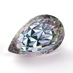 エンボスガラスラインストーンペンダント  ティアドロップ  多面カット  vitrail light  19x12x6mm  穴：1.6mm&nbsp;GLAA-J101-05B-001VL