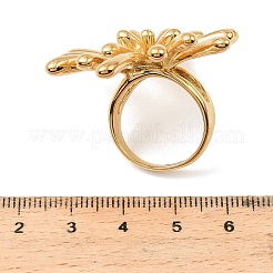 女性用304ステンレススチール指輪  ゴールドカラー  花  内径：17.8mm&nbsp;RJEW-Z143-05G-01