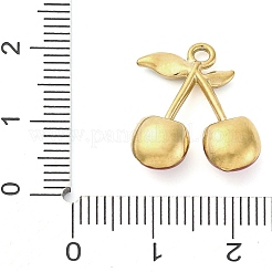 304ステンレスペンダント  エナメル  チェリーチャーム  ゴールドカラー  レッド  19x16x5mm  穴：1.8mm&nbsp;X-STAS-V003-08G-02