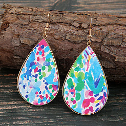 Imitation Leather Teardrop Dangle Earrings&nbsp;FS-WG4D344-01
