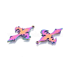 イオンプレーティング（IP）201ステンレスペンダント  クロス  虹色  34.5x21x1.5mm  穴：1.4mm&nbsp;STAS-N098-106M