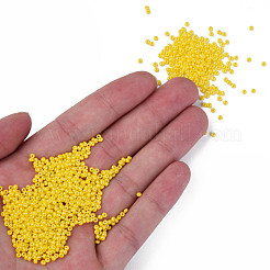 12/0 チェコ不透明ガラスシードビーズ  光沢のある  ラウンド  きいろ  2x1mm  穴：0.7mm  約500 G /袋&nbsp;SEED-N004-003C-21