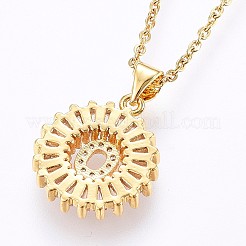 Brass Micro Pave Cubic Zirconia Initial Pendant Necklaces&nbsp;NJEW-H486-30G-O
