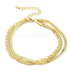 304 Stainless Steel Herringbone & Cable & Half Round Link Chain Bracelets&nbsp;BJEW-U019-04G-03