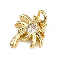 Coconut Tree Brass Micro Pave Clear Cubic Zirconia Charms&nbsp;KK-Z123-06G