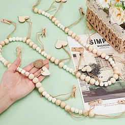 Heart Wooden Beads Hanging Clips&nbsp;HJEW-GO00067