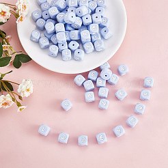 20Pcs Blue Cube Letter Silicone Beads 12x12x12mm Square Dice Alphabet Beads with 2mm Hole Spacer Loose Letter Beads for Bracelet Necklace Jewelry Making&nbsp;JX434M