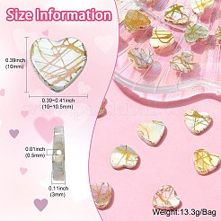 ドローベンチスタイルの天然淡水シェルビーズ 20 個  ABカラーメッキ  ハート  カラフル  10x10~10.5x3mm  穴：0.5mm&nbsp;SHEL-CJ0001-32