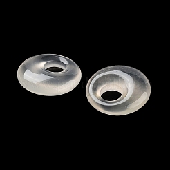 天然ホワイトカルセドニーのフラットラウンドチャーム  15x4.5mm  穴：5mm&nbsp;G-P537-03B