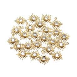 真鍮キュービックジルコニアチャーム  花  透明  18KGP本金メッキ  14.5x12.5x3mm  穴：1mm&nbsp;KK-T032-017G
