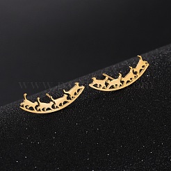 304ステンレススチールスタッドピアス  猫  ゴールドカラー  24x8mm&nbsp;EJEW-H095-03G