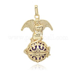 Golden Plated Brass Hollow Round Cage Pendants&nbsp;KK-J248-11G