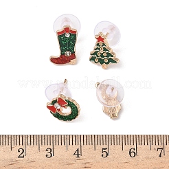クリスマステーマの合金エナメルスタッドピアス4個  混合図形  ライトゴールド  12~16x7~12mm&nbsp;EJEW-B068-02KCGG-03