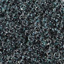 内側が透明な色のガラスシードビーズ  丸い穴  ラウンド  スチールブルー  4x3mm  穴：1.4mm  約142個/10g&nbsp;X1-SEED-A032-04R
